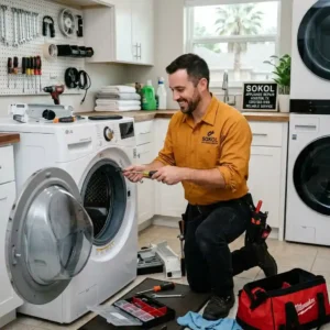 Washing machine repair Houston technician fixing washer drum issue